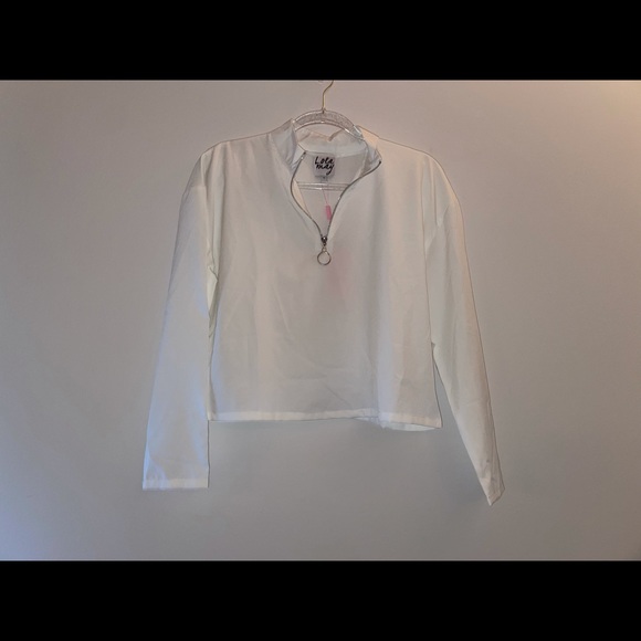 White Three-Quarter Zip Top - Picture 1 of 3